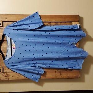 YOUNG 17 Blue Polka Dot Asymmetrical Hem Stretch Tshirt Size 3X